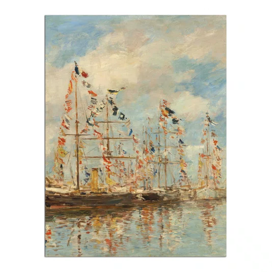Quadro Decorativo Pintura "Porto de Iates de Trouville-Deauville" de Eugène Boudin