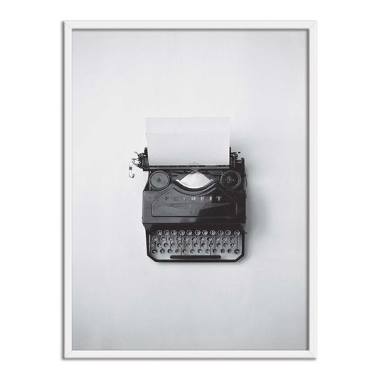 Quadro Decorativo Preto e Branco Antiga Máquina de Escrever