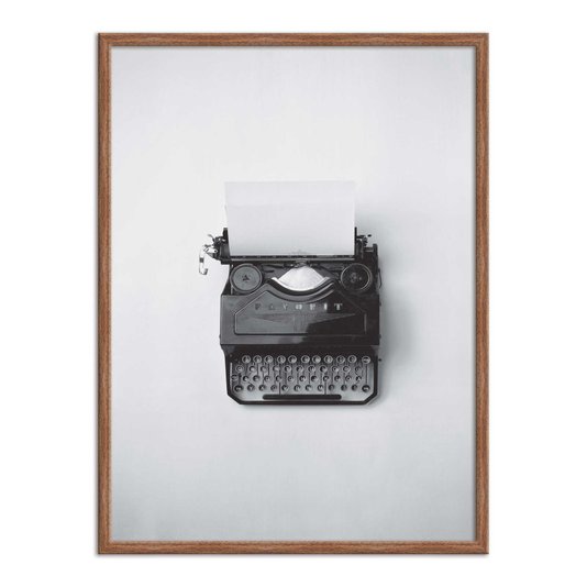 Quadro Decorativo Preto e Branco Antiga Máquina de Escrever