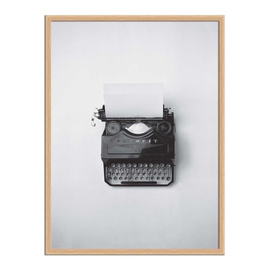 Quadro Decorativo Preto e Branco Antiga Máquina de Escrever