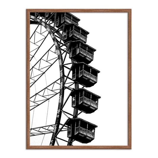 Quadro Decorativo Preto e Branco Antiga Roda Gigante de Circo