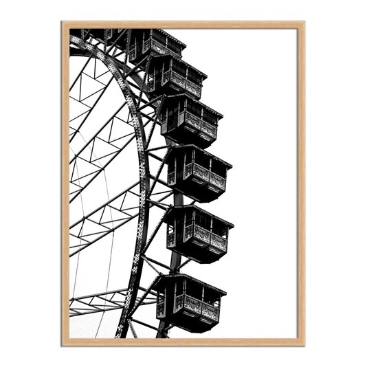 Quadro Decorativo Preto e Branco Antiga Roda Gigante de Circo