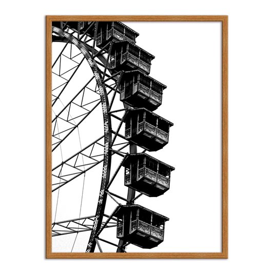 Quadro Decorativo Preto e Branco Antiga Roda Gigante de Circo
