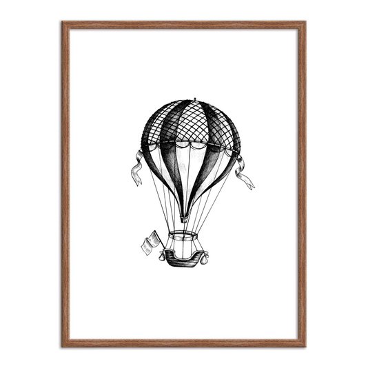 Quadro Decorativo Preto e Branco Balão a Gás Vintage