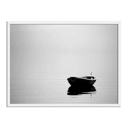 Quadro Decorativo Preto e Branco Barco a Deriva
