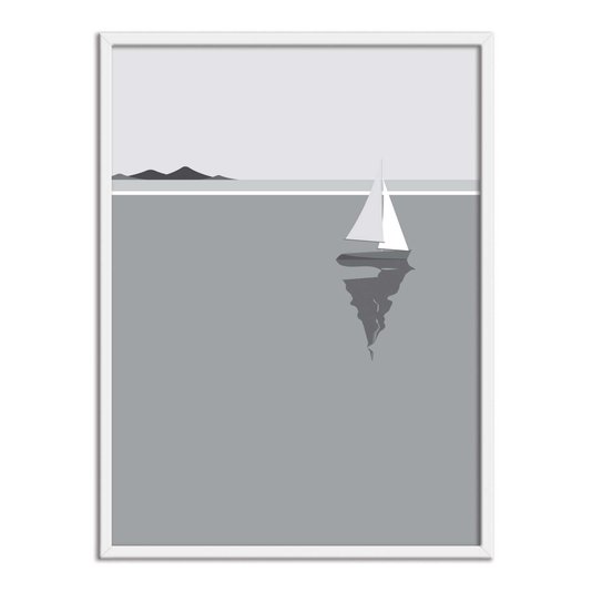 Quadro Decorativo Preto e Branco Barco a Vela