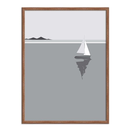 Quadro Decorativo Preto e Branco Barco a Vela