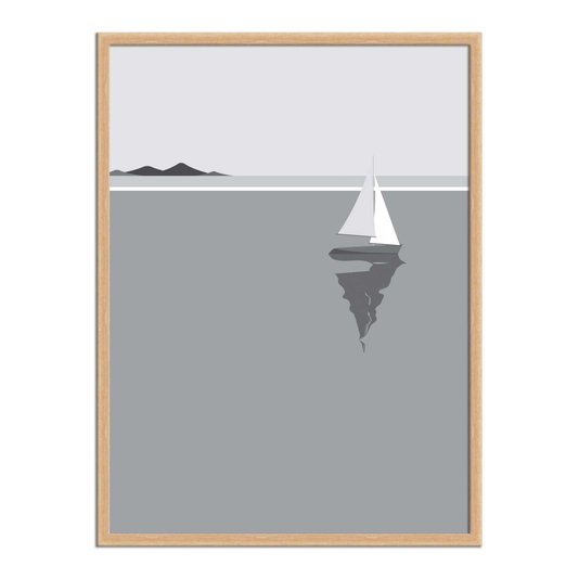 Quadro Decorativo Preto e Branco Barco a Vela