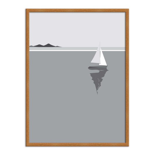 Quadro Decorativo Preto e Branco Barco a Vela
