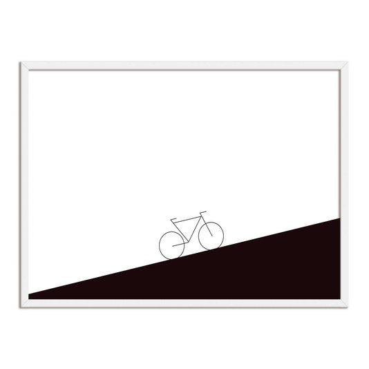 Quadro Decorativo Preto e Branco Bicicleta em Inclinação