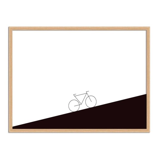 Quadro Decorativo Preto e Branco Bicicleta em Inclinação