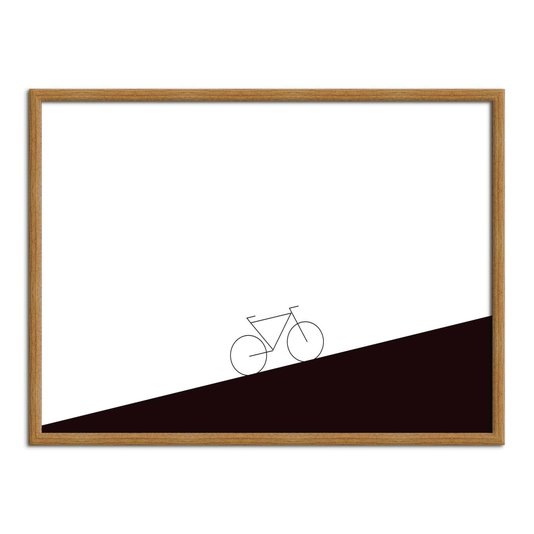Quadro Decorativo Preto e Branco Bicicleta em Inclinação