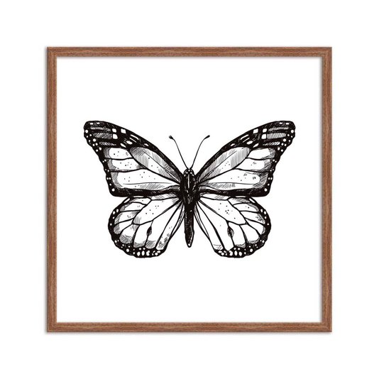 Quadro Decorativo Preto e Branco Borboleta