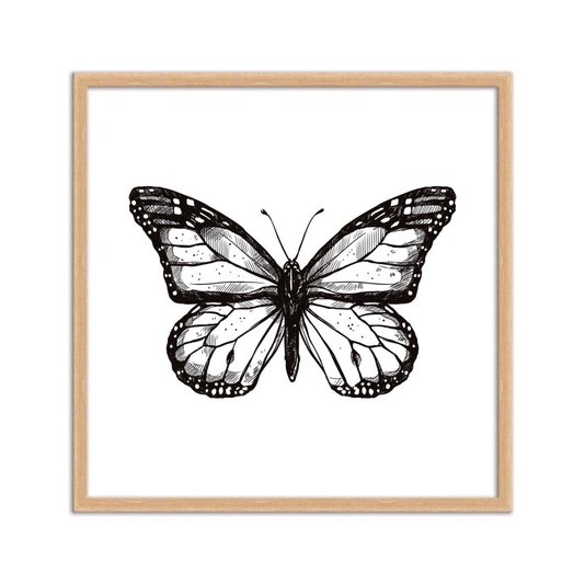Quadro Decorativo Preto e Branco Borboleta