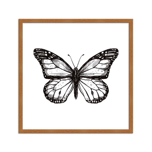 Quadro Decorativo Preto e Branco Borboleta