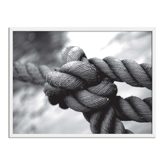 Quadro Decorativo Preto e Branco Corda com Nó