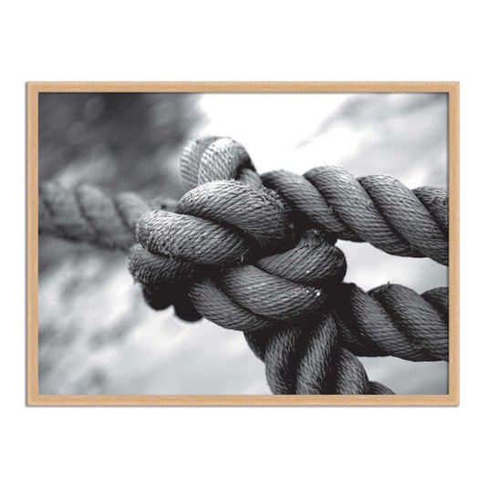 Quadro Decorativo Preto e Branco Corda com Nó