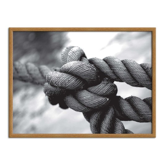 Quadro Decorativo Preto e Branco Corda com Nó