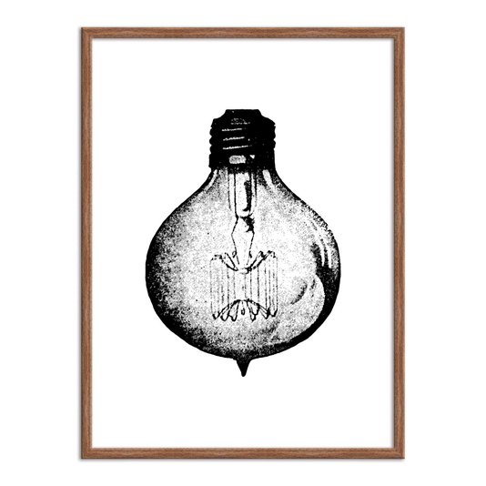 Quadro Decorativo Preto e Branco Lâmpada Vintage