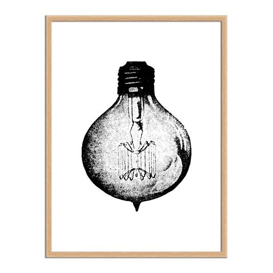 Quadro Decorativo Preto e Branco Lâmpada Vintage