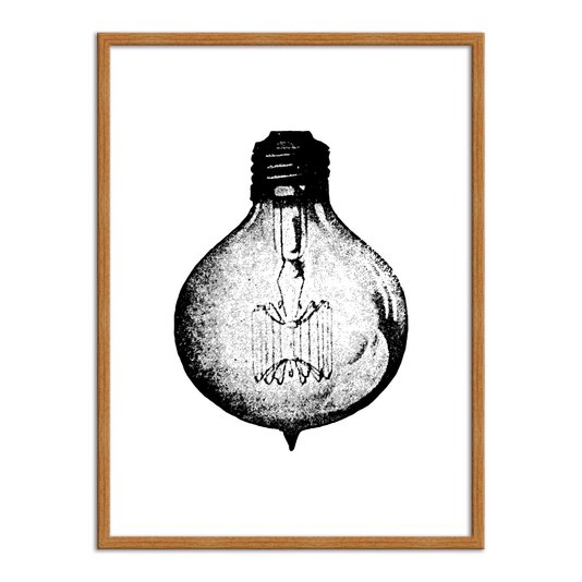 Quadro Decorativo Preto e Branco Lâmpada Vintage