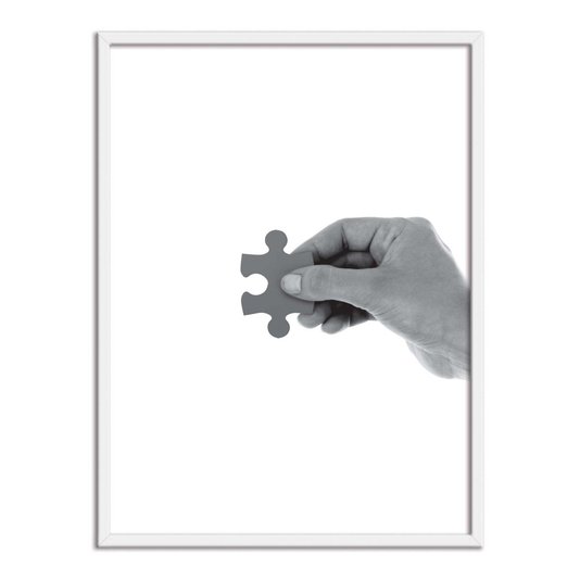 Quadro Decorativo Preto e Branco Mão com Peça de Quebra Cabeça Encaixe 2