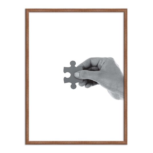 Quadro Decorativo Preto e Branco Mão com Peça de Quebra Cabeça Encaixe 2