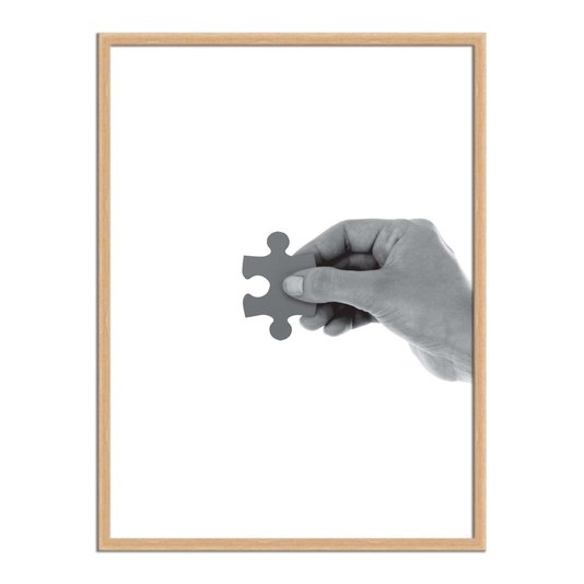 Quadro Decorativo Preto e Branco Mão com Peça de Quebra Cabeça Encaixe 2