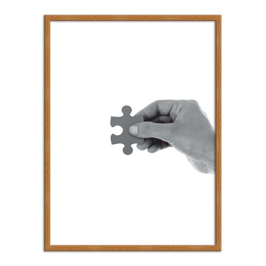 Quadro Decorativo Preto e Branco Mão com Peça de Quebra Cabeça Encaixe 2