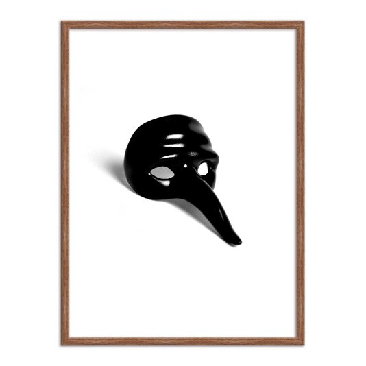 Quadro Decorativo Preto e Branco Máscara de Carnaval Vintage