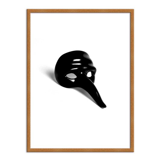 Quadro Decorativo Preto e Branco Máscara de Carnaval Vintage