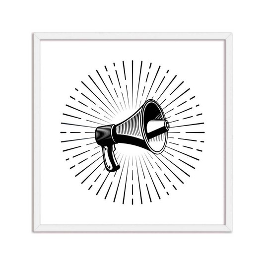 Quadro Decorativo Preto e Branco Megafone