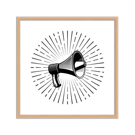 Quadro Decorativo Preto e Branco Megafone