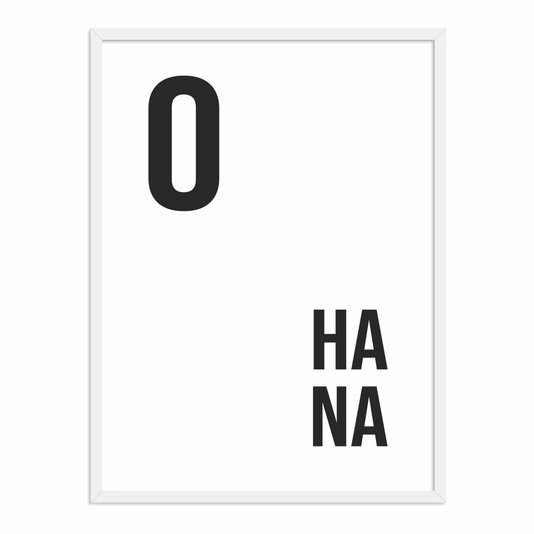 Quadro Decorativo Preto e Branco Palavra Ohana