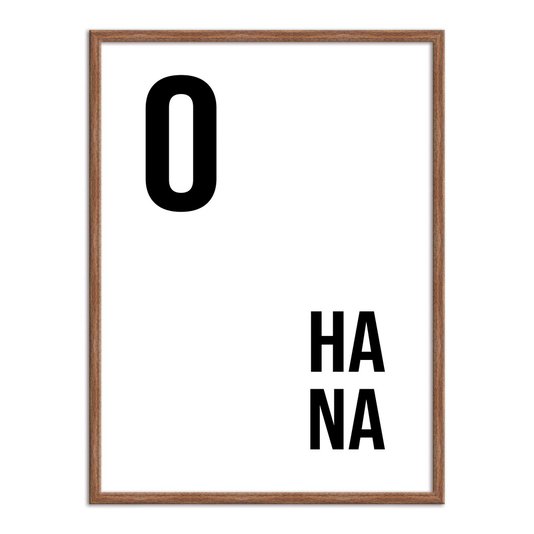 Quadro Decorativo Preto e Branco Palavra Ohana