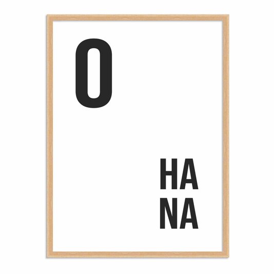 Quadro Decorativo Preto e Branco Palavra Ohana