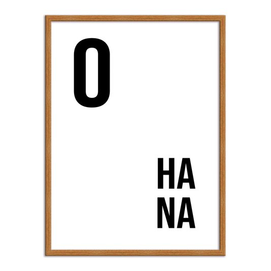 Quadro Decorativo Preto e Branco Palavra Ohana