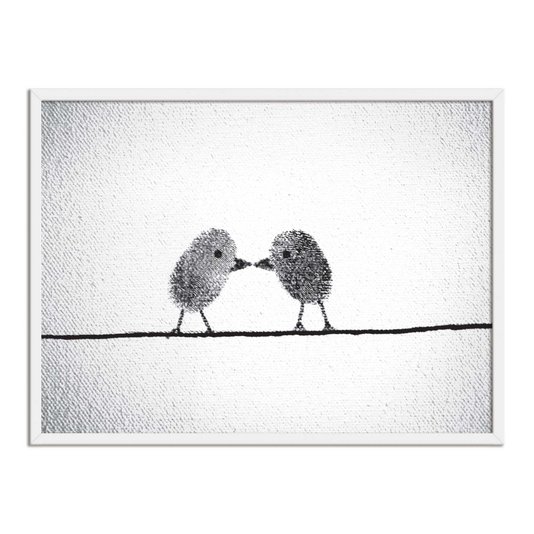 Quadro Decorativo Preto e Branco Pássaros de Impressão Digital