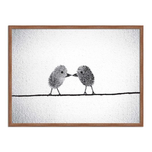 Quadro Decorativo Preto e Branco Pássaros de Impressão Digital