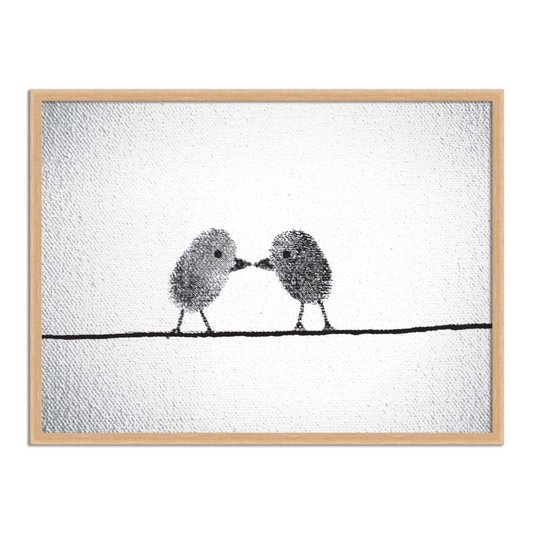 Quadro Decorativo Preto e Branco Pássaros de Impressão Digital