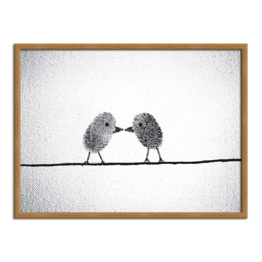 Quadro Decorativo Preto e Branco Pássaros de Impressão Digital