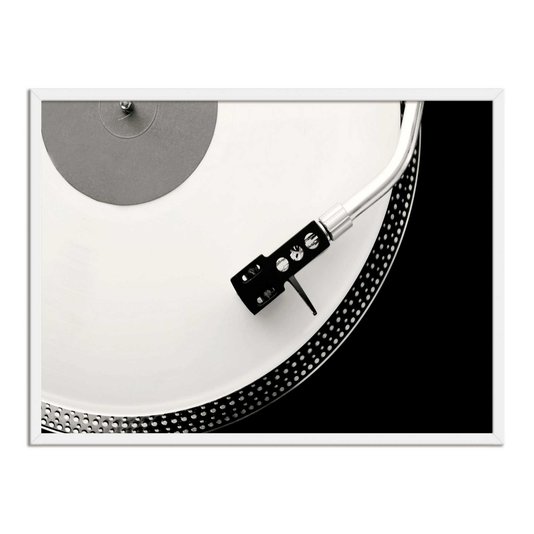Quadro Decorativo Preto e Branco Toca Discos de Vinil Vintage
