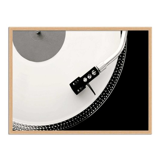 Quadro Decorativo Preto e Branco Toca Discos de Vinil Vintage