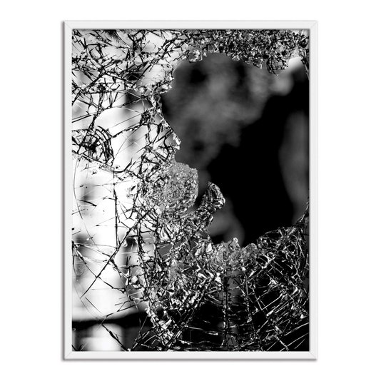 Quadro Decorativo Preto e Branco Vidro Quebrado