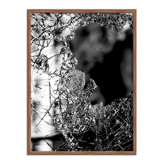 Quadro Decorativo Preto e Branco Vidro Quebrado