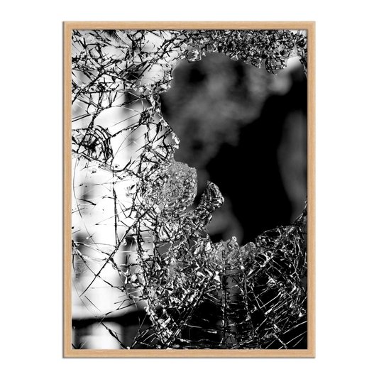 Quadro Decorativo Preto e Branco Vidro Quebrado