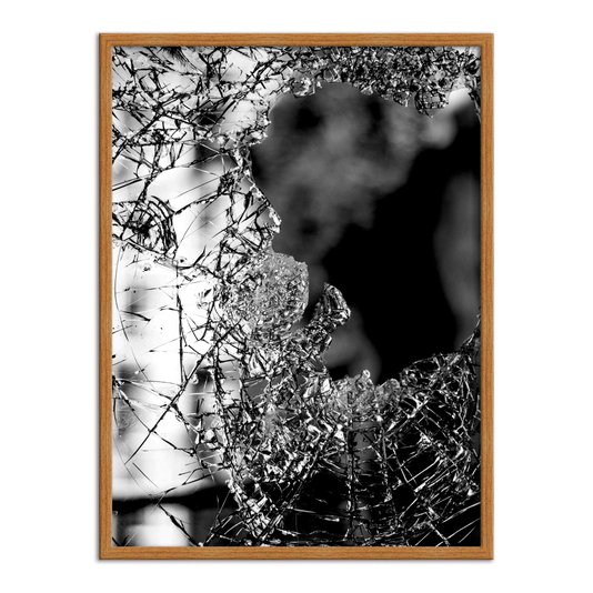 Quadro Decorativo Preto e Branco Vidro Quebrado