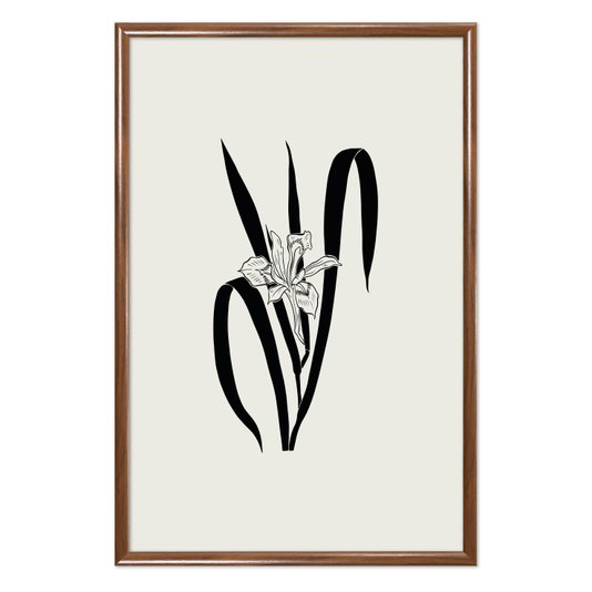 Quadro Decorativo Ramo Com Flor Orquídea Estilo Japandi