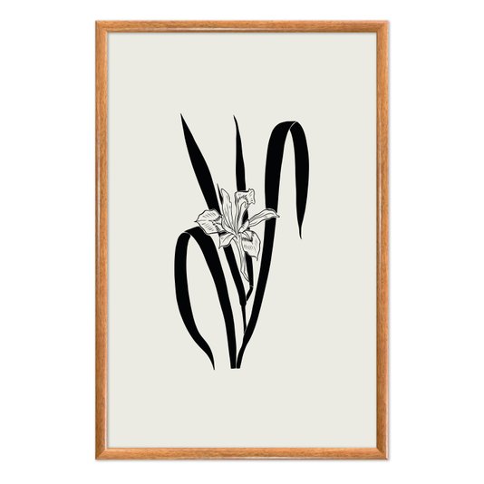 Quadro Decorativo Ramo Com Flor Orquídea Estilo Japandi