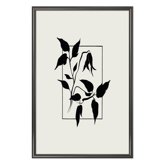 Quadro Decorativo Ramo Com Flores Minimalistas Estilo Japandi